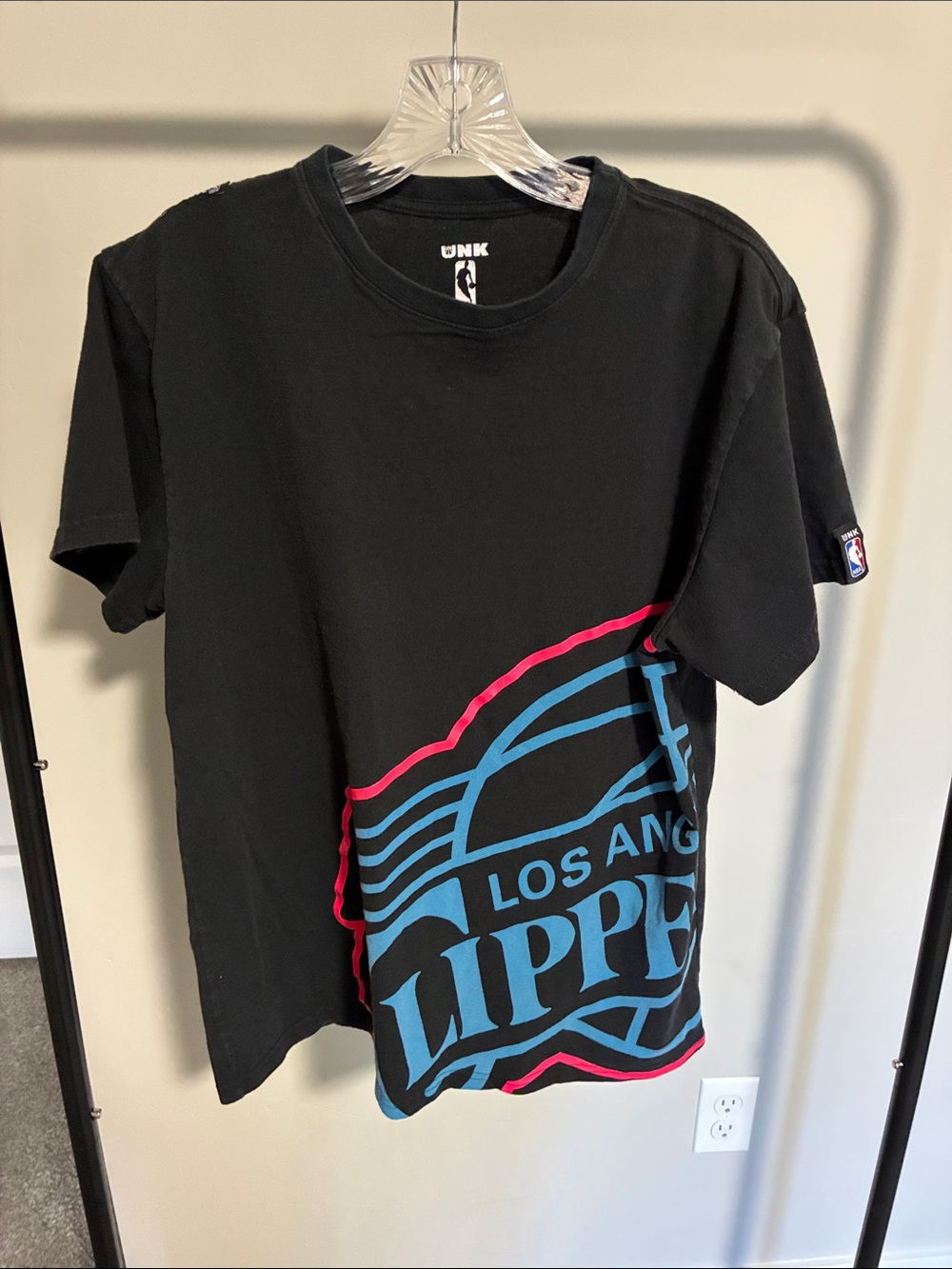 Unk Black Los Angeles Clippers Tee with Blue & Pink Graphic